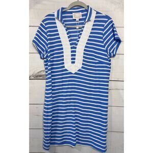 Sail To Sable Dress EUC Size Med Light Blue With White Stripes Short Sleeve